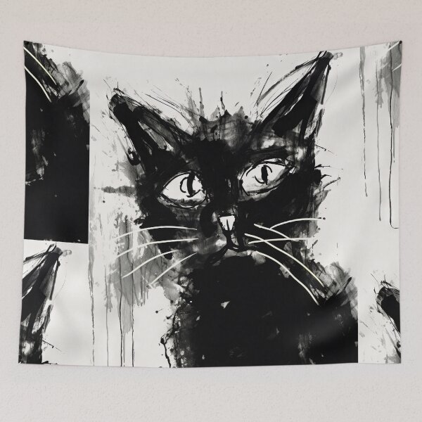 Item preview, Eccentric Cat: Unique Black and White Graphic designed and sold by Piotrek0001.