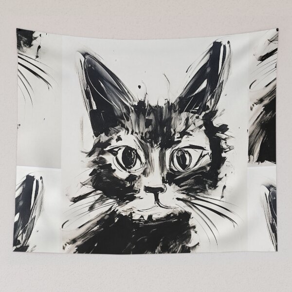 Item preview, Eccentric Cat: Unique Black and White Graphic designed and sold by Piotrek0001.