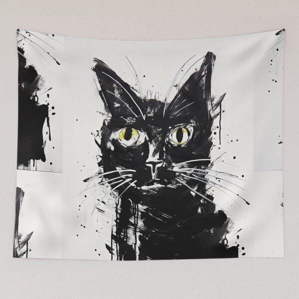 Item preview, Eccentric Cat: Unique Black and White Graphic designed and sold by Piotrek0001.