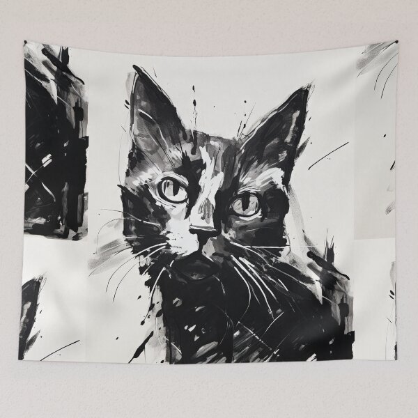 Item preview, Eccentric Cat: Unique Black and White Graphic designed and sold by Piotrek0001.