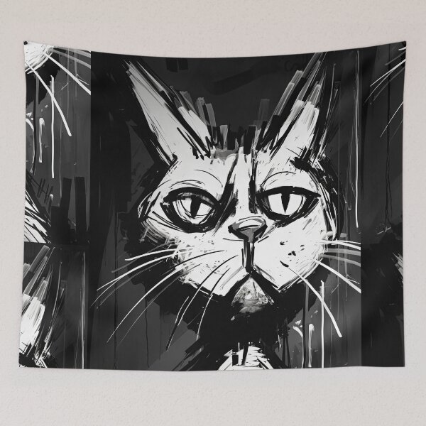 Item preview, Eccentric Cat: Unique Black and White Graphic designed and sold by Piotrek0001.