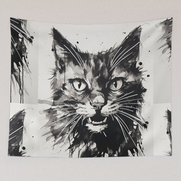 Item preview, Eccentric Cat: Unique Black and White Graphic designed and sold by Piotrek0001.