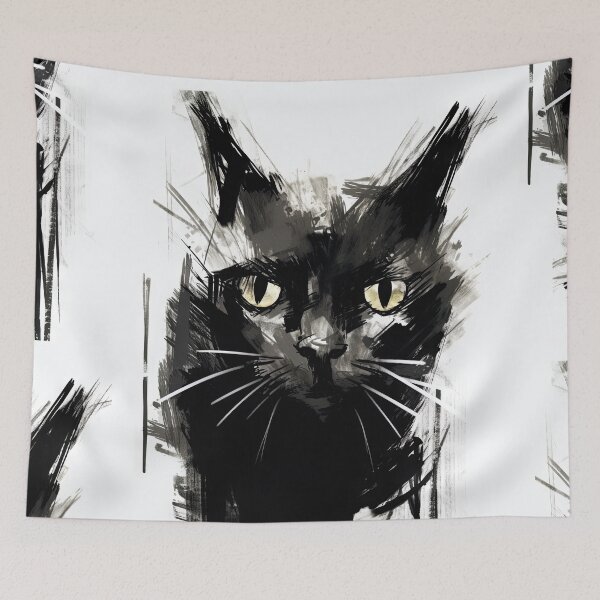 Item preview, Eccentric Cat: Unique Black and White Graphic designed and sold by Piotrek0001.