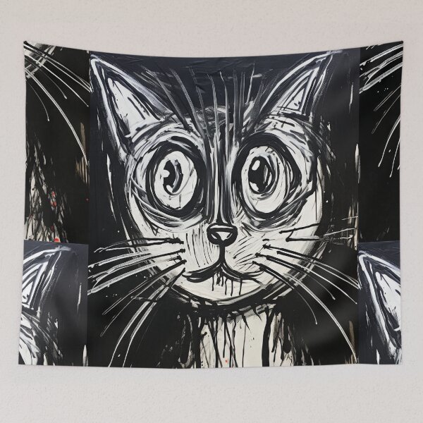 Item preview, Eccentric Cat: Unique Black and White Graphic designed and sold by Piotrek0001.