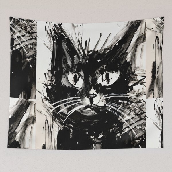 Item preview, Eccentric Cat: Unique Black and White Graphic designed and sold by Piotrek0001.