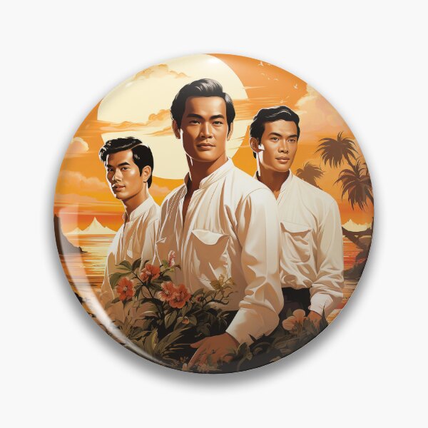 Aperçu de l'œuvre trois beaux hommes sur fond tropical dans un style vintage thaïlandais créée et vendue par Perkcreators.
