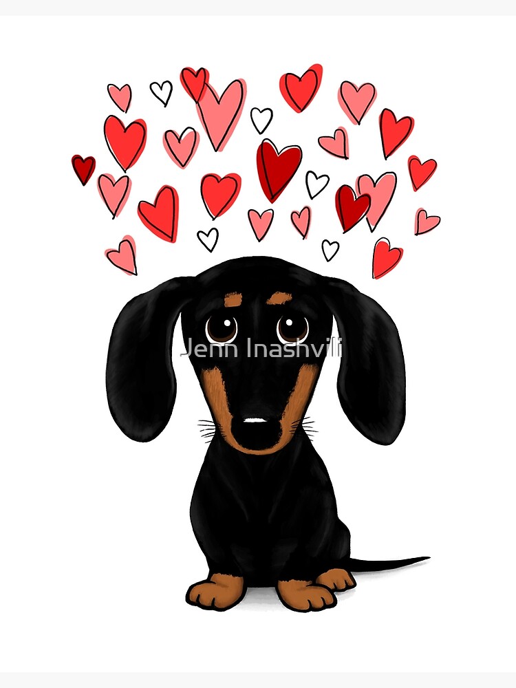 Black and Tan Dachshund with Heart, Cute Cartoon Wiener Dog Bath Mat for  Sale by Jenn Inashvili