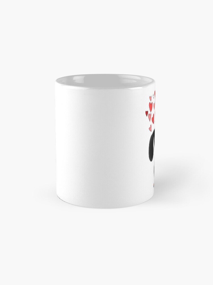 Alternate view of Black and Tan Dachshund with Valentine Hearts | Cute Cartoon Wiener Dog Coffee Mug