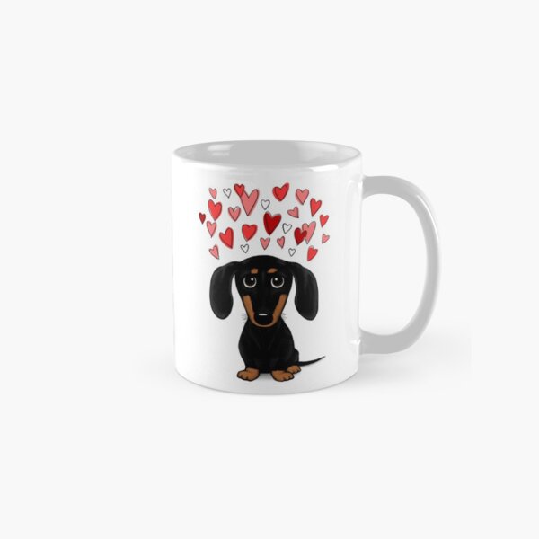 Black and Tan Dachshund with Valentine Hearts | Cute Cartoon Wiener Dog Classic Mug