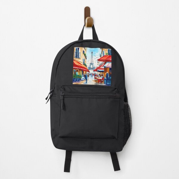 Item preview, Paris cafe street scene with Eiffel Tower art painting designed and sold by JackFreestone.