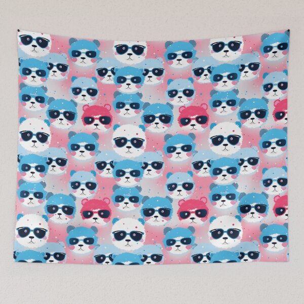 Item preview, Blue and Pink Cute Panda Composite Overlay Pattern #1 designed and sold by ARTficiallyAnon.