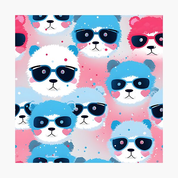 Item preview, Blue and Pink Cute Panda Composite Overlay Pattern #1 designed and sold by ARTficiallyAnon.