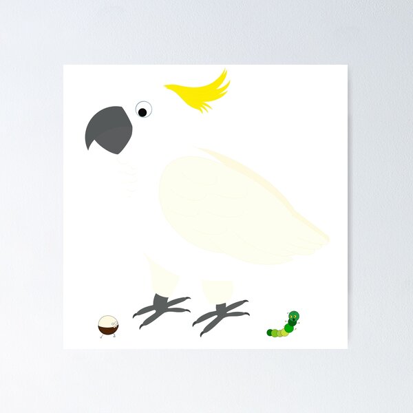 Item preview, Cockatoo parrot, caterpillar and macadamia designed and sold by Sunny-Sally.