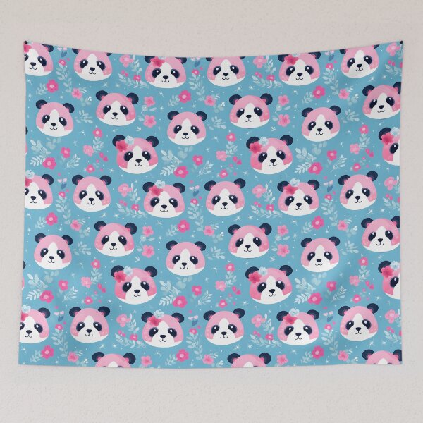 Item preview, Blue and Pink Cute Panda Composite Overlay Pattern #2 designed and sold by ARTficiallyAnon.
