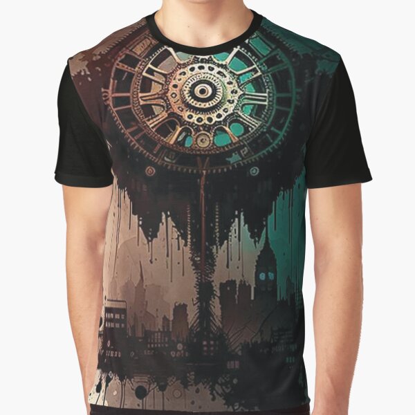 Aperçu de l'œuvre Paysage urbain Steampunk - Conception d'autocollants et de t-shirts créée et vendue par MindAsylum.