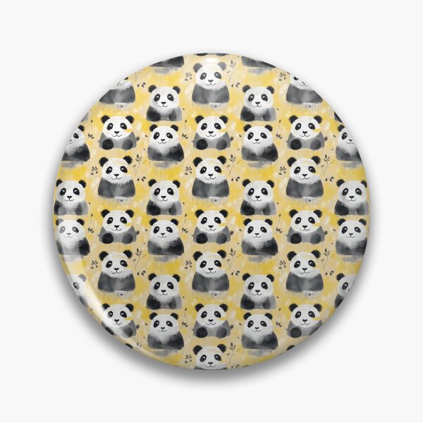 Item preview, Charcoal and Yellow Cute Panda Composite Overlay Pattern #1 designed and sold by ARTficiallyAnon.