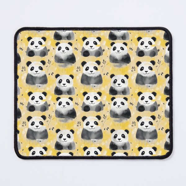 Item preview, Charcoal and Yellow Cute Panda Composite Overlay Pattern #1 designed and sold by ARTficiallyAnon.