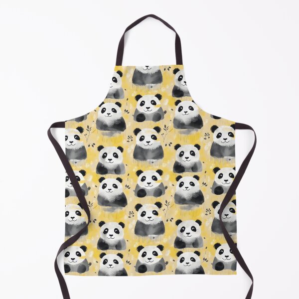 Item preview, Charcoal and Yellow Cute Panda Composite Overlay Pattern #1 designed and sold by ARTficiallyAnon.