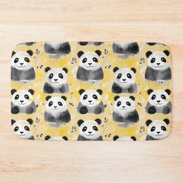 Item preview, Charcoal and Yellow Cute Panda Composite Overlay Pattern #1 designed and sold by ARTficiallyAnon.