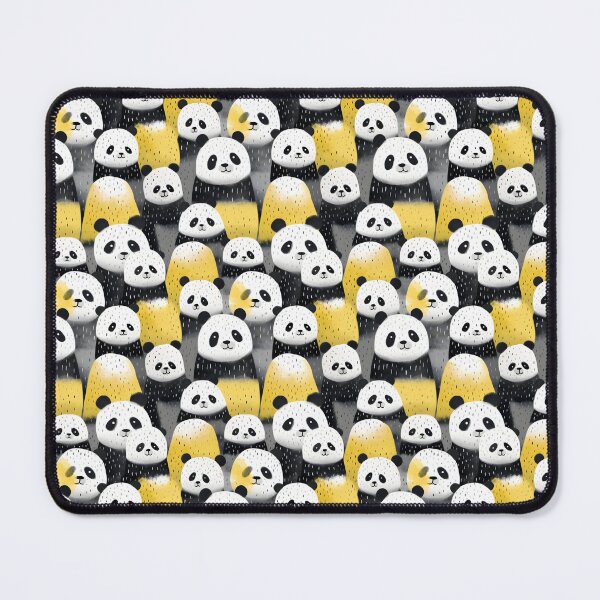 Item preview, Charcoal and Yellow Cute Panda Composite Overlay Pattern #2 designed and sold by ARTficiallyAnon.