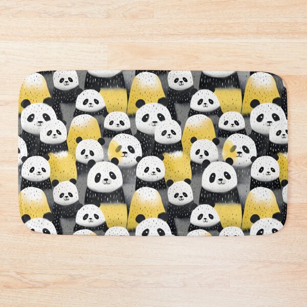 Item preview, Charcoal and Yellow Cute Panda Composite Overlay Pattern #2 designed and sold by ARTficiallyAnon.