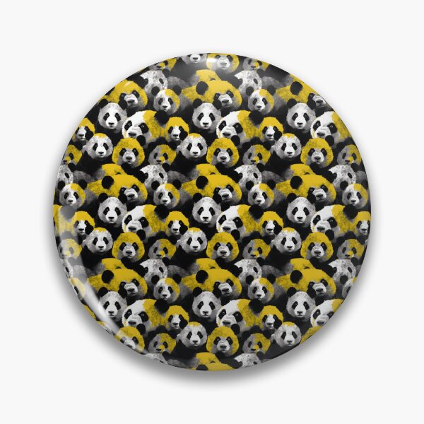 Item preview, Charcoal and Yellow Cute Panda Composite Overlay Pattern #3 designed and sold by ARTficiallyAnon.