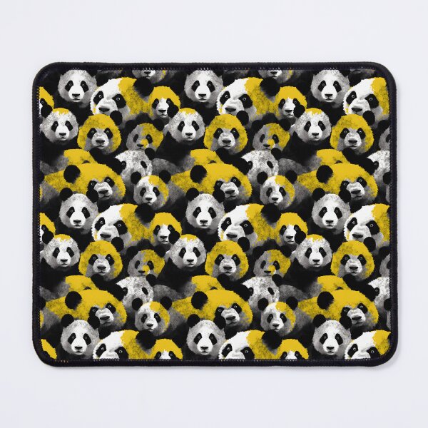 Item preview, Charcoal and Yellow Cute Panda Composite Overlay Pattern #3 designed and sold by ARTficiallyAnon.