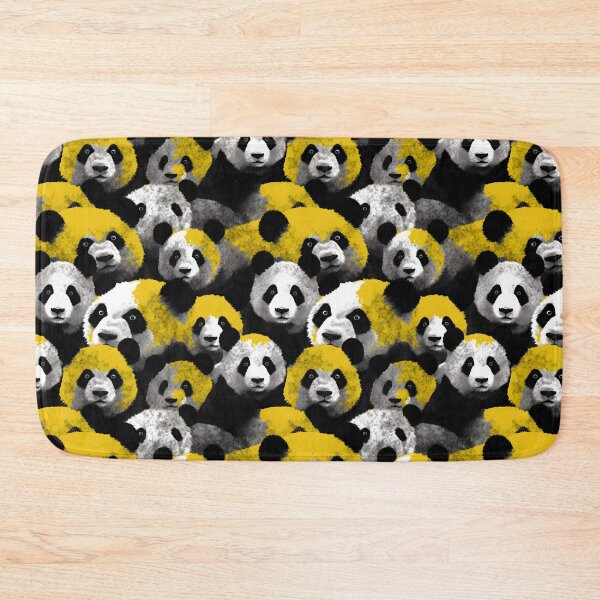 Item preview, Charcoal and Yellow Cute Panda Composite Overlay Pattern #3 designed and sold by ARTficiallyAnon.