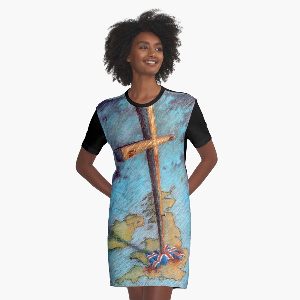 The Cross and the Union Jack Graphic T-Shirt Dress
