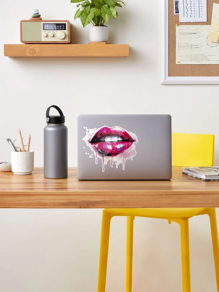 Lips of Urban Art: Graffiti Style Red Lipstick Drip Poster for