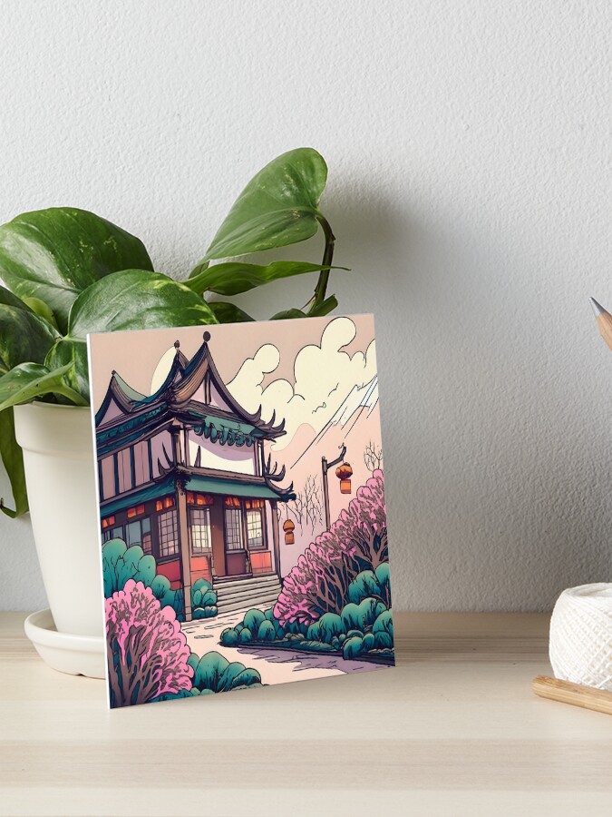 Thumbnail 1 of 2, Art Board Print, Old Traditional Chinese house Siheyuan Drawing designed and sold by Patricks-Art.