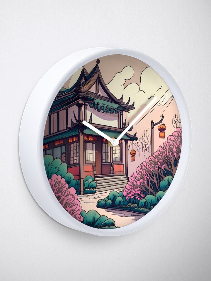 Thumbnail 1 of 4, Clock, Old Traditional Chinese house Siheyuan Drawing designed and sold by Patricks-Art.