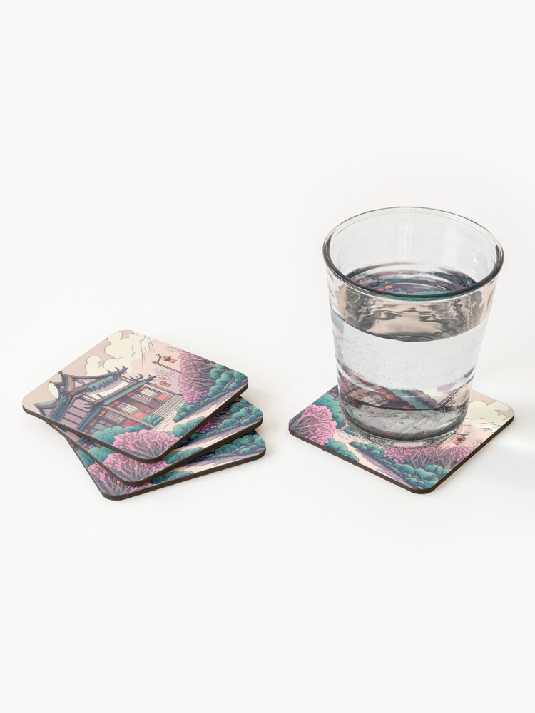 Thumbnail 2 of 5, Coasters (Set of 4), Old Traditional Chinese house Siheyuan Drawing designed and sold by Patricks-Art.