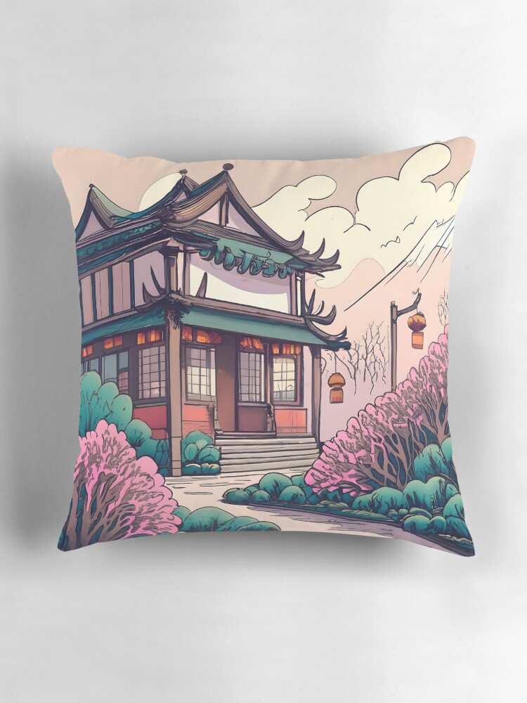 Thumbnail 3 of 4, Pillow, Old Traditional Chinese house Siheyuan Drawing designed and sold by Patricks-Art.