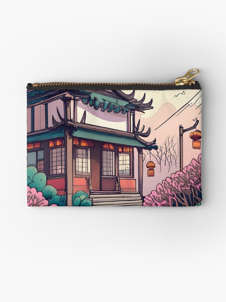 Thumbnail 1 of 4, Zipper Pouch, Old Traditional Chinese house Siheyuan Drawing designed and sold by Patricks-Art.