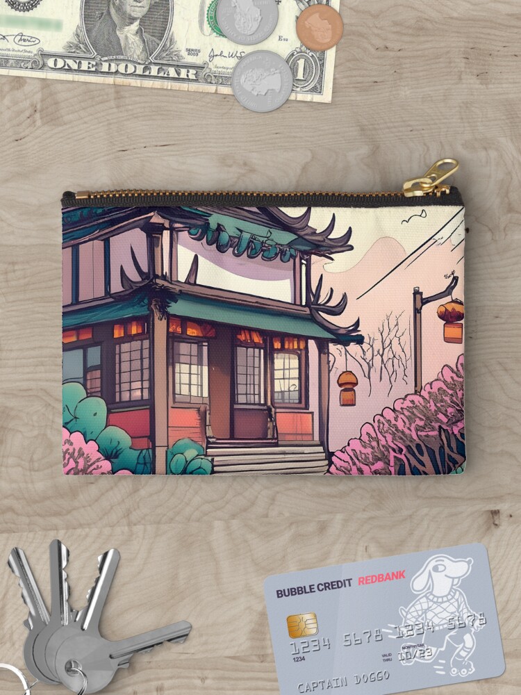 Thumbnail 3 of 4, Zipper Pouch, Old Traditional Chinese house Siheyuan Drawing designed and sold by Patricks-Art.