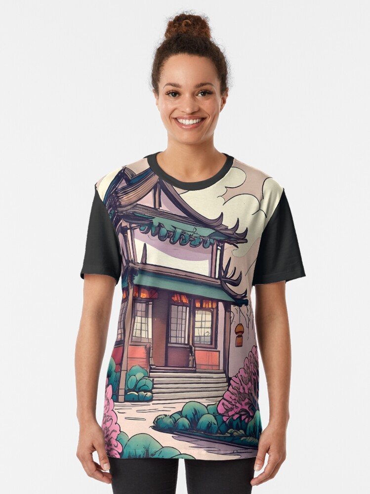 Thumbnail 2 of 5, Graphic T-Shirt, Old Traditional Chinese house Siheyuan Drawing designed and sold by Patricks-Art.