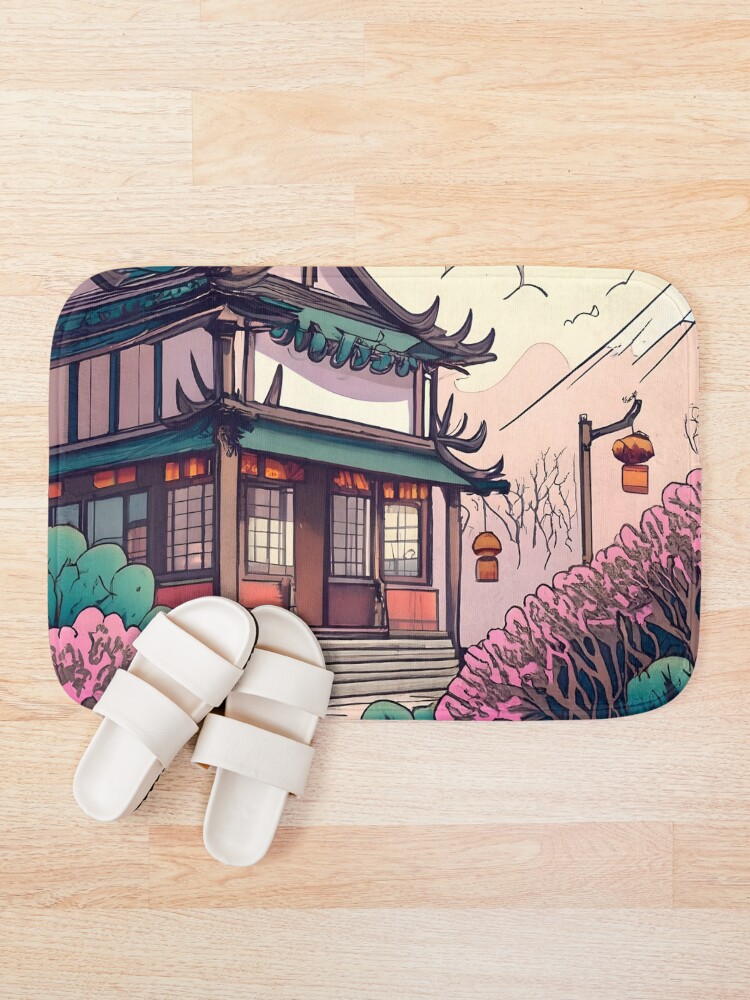 Thumbnail 1 of 6, Bath Mat, Old Traditional Chinese house Siheyuan Drawing designed and sold by Patricks-Art.