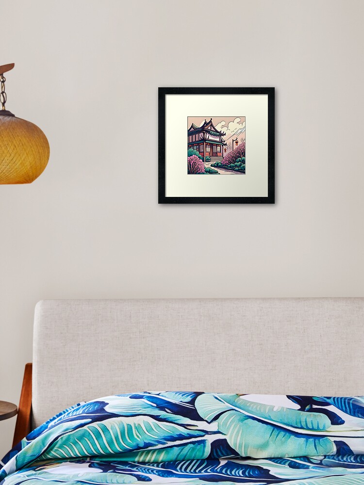 Thumbnail 1 of 7, Framed Art Print, Old Traditional Chinese house Siheyuan Drawing designed and sold by Patricks-Art.