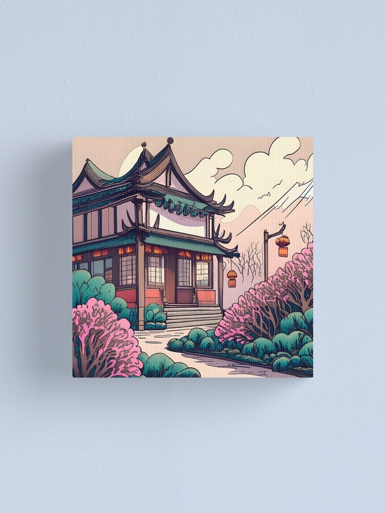 Thumbnail 2 of 3, Canvas Print, Old Traditional Chinese house Siheyuan Drawing designed and sold by Patricks-Art.