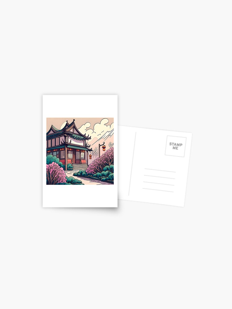 Thumbnail 1 of 2, Postcard, Old Traditional Chinese house Siheyuan Drawing designed and sold by Patricks-Art.