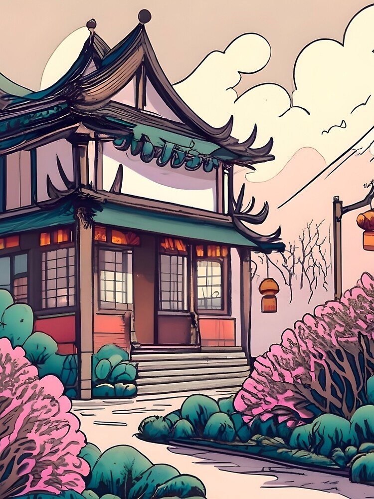 Thumbnail 4 of 4, A-Line Dress, Old Traditional Chinese house Siheyuan Drawing designed and sold by Patricks-Art.