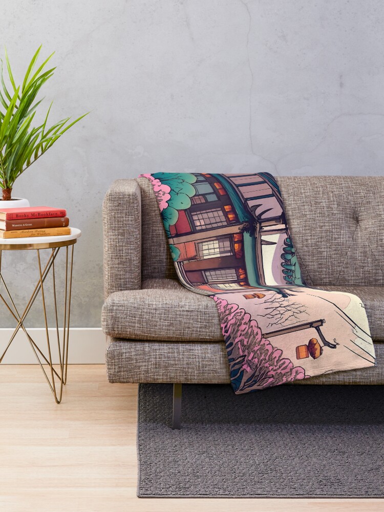 Thumbnail 2 of 6, Throw Blanket, Old Traditional Chinese house Siheyuan Drawing designed and sold by Patricks-Art.