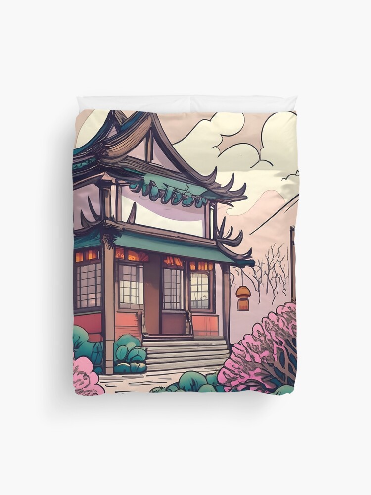 Thumbnail 1 of 2, Duvet Cover, Old Traditional Chinese house Siheyuan Drawing designed and sold by Patricks-Art.