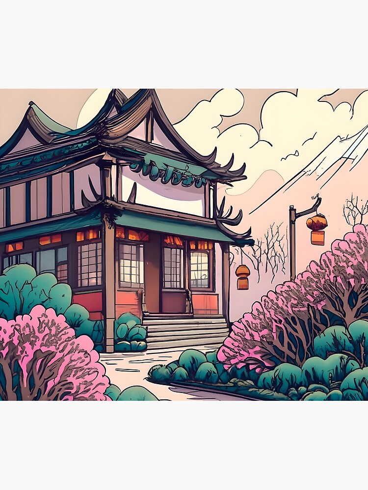 Thumbnail 5 of 5, Shower Curtain, Old Traditional Chinese house Siheyuan Drawing designed and sold by Patricks-Art.