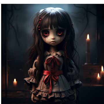Creepy cute doll cute halloween girl Poster by Sixtinebzh Redbubble