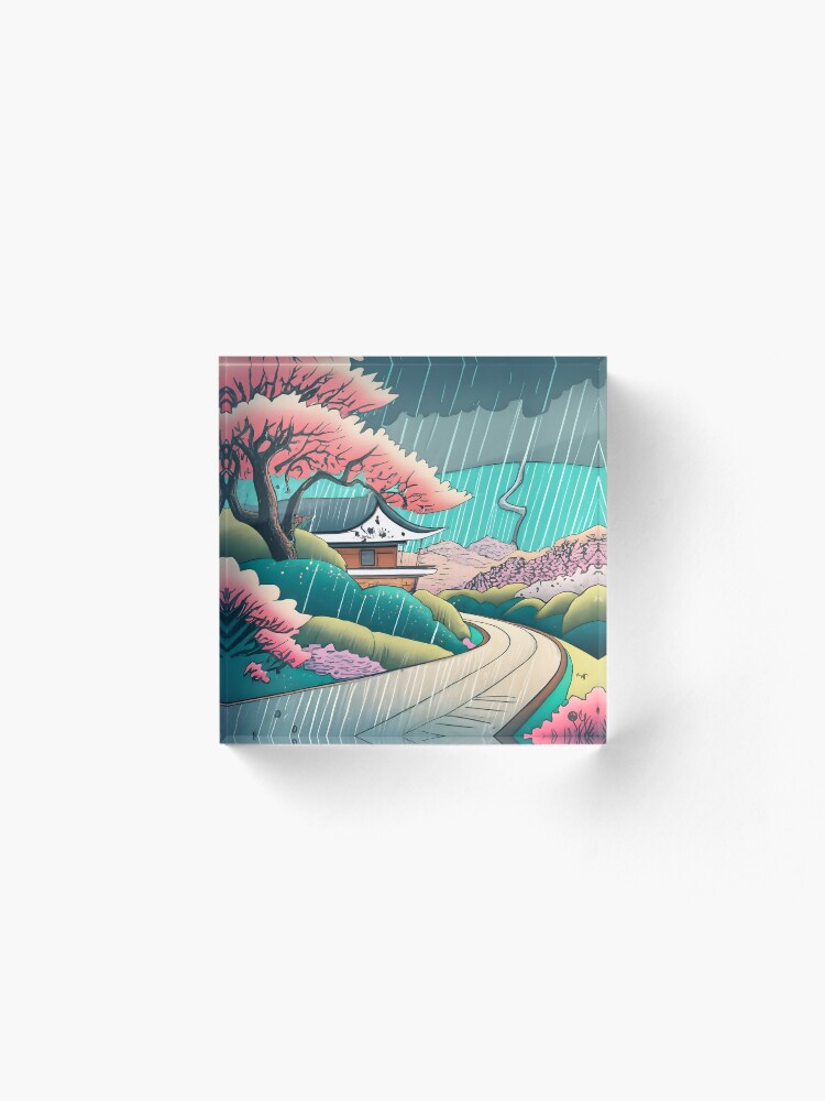 Thumbnail 2 of 5, Acrylic Block, Old abandoned Traditional Japanese house Minka Drawing designed and sold by Patricks-Art.