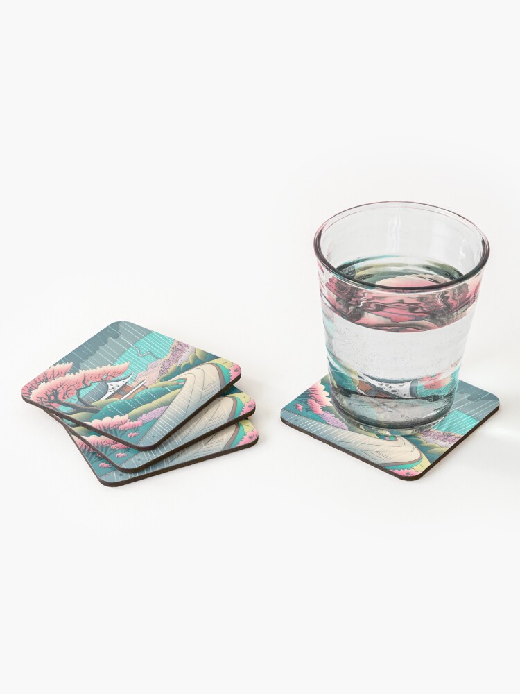 Thumbnail 2 of 5, Coasters (Set of 4), Old abandoned Traditional Japanese house Minka Drawing designed and sold by Patricks-Art.