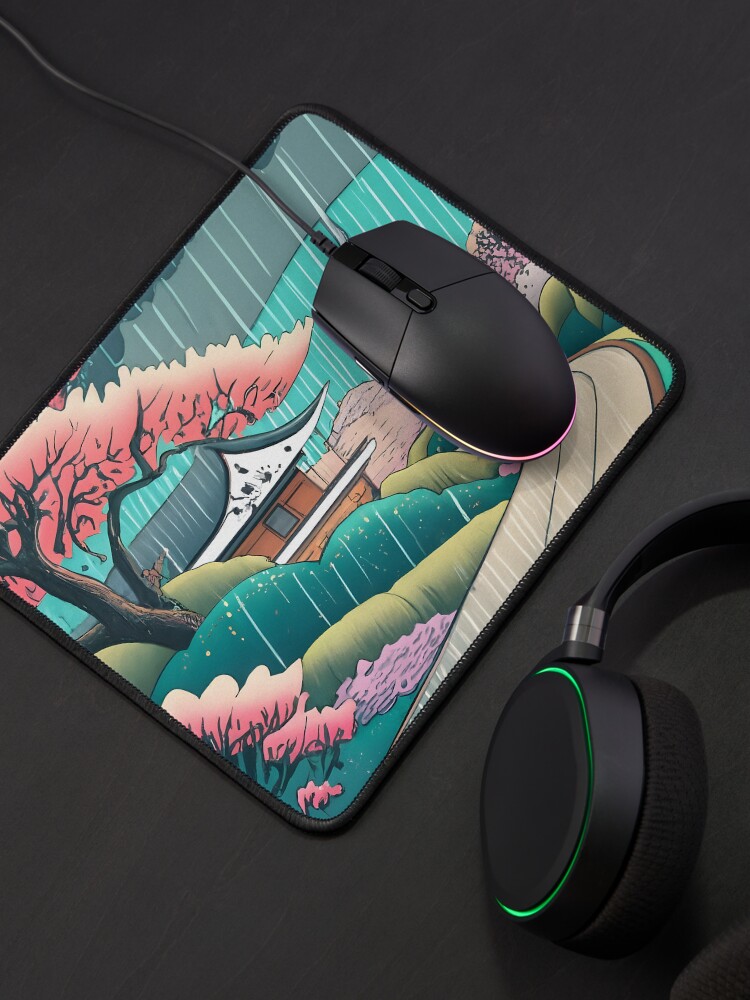 Thumbnail 4 of 5, Mouse Pad, Old abandoned Traditional Japanese house Minka Drawing designed and sold by Patricks-Art.