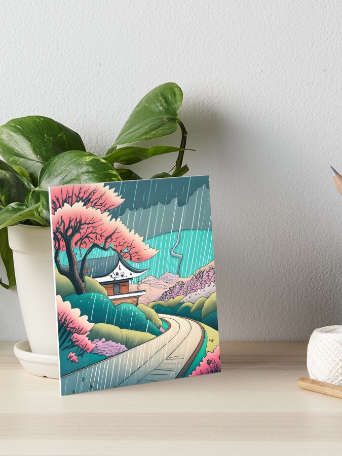 Thumbnail 1 of 2, Art Board Print, Old abandoned Traditional Japanese house Minka Drawing designed and sold by Patricks-Art.